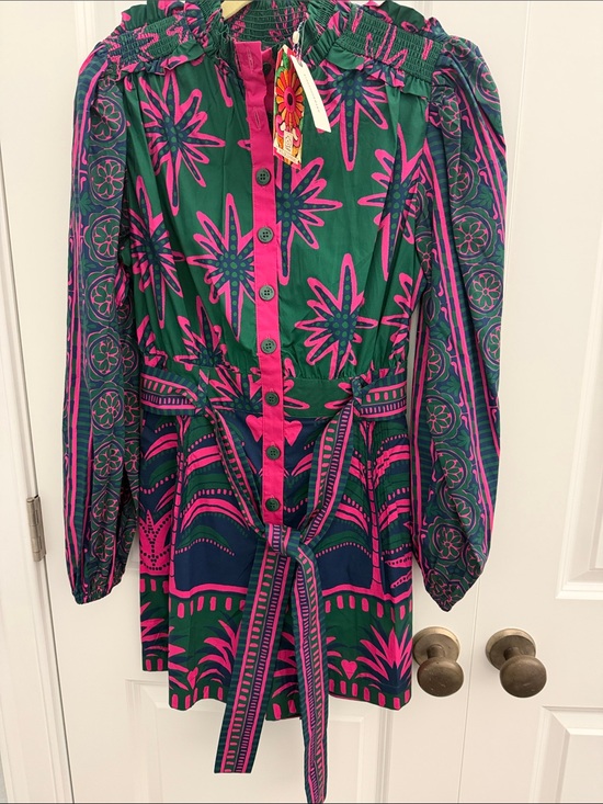 FARM Rio Pants - FARM Rio Green & Hot Pink Floral Print Jumpsuit Romper